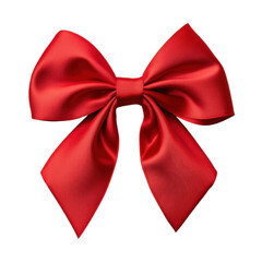 Naklejka premium Bright red satin bow ribbon perfect for gift wrapping and decoration