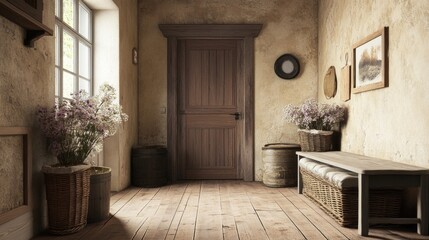 Rustic Country Hallway Interior Design: A Serene and Charming Space