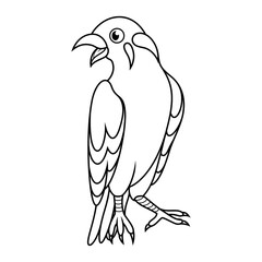 Cartoon myna bird line art