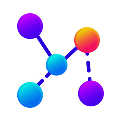 Dot and line connection symbol, gradient color icon isolated
