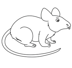 Cute cartoon hand drawn vector mouse coloring page.