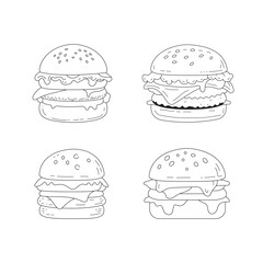 Burger outline illustration vector art