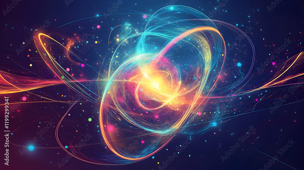 Wall mural abstract representation of entropy with swirling colorful patterns and glowing gradients symbolizing