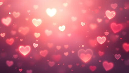 Love hearts bokeh background pink and red hearts, Valentine's Day poster, banner design illustration.