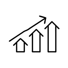 Fototapeta premium Business growth icon representing increasing arrows and bars for websites and applications