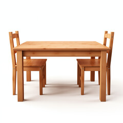 Wooden Dining Table Set Two Chairs Light Wood Finish