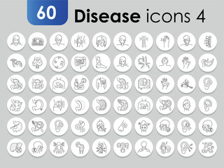 Diseases human organs black line icons set. Infographics with symbols.