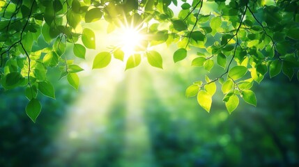 Radiant Sunlight Filtering Through Lush Green Leaves
