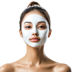 A woman with facial mask on transparent background