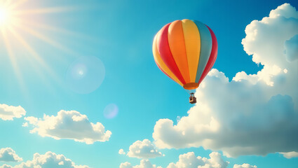 Naklejka premium Whimsical Colorful Balloon Flight Illustration