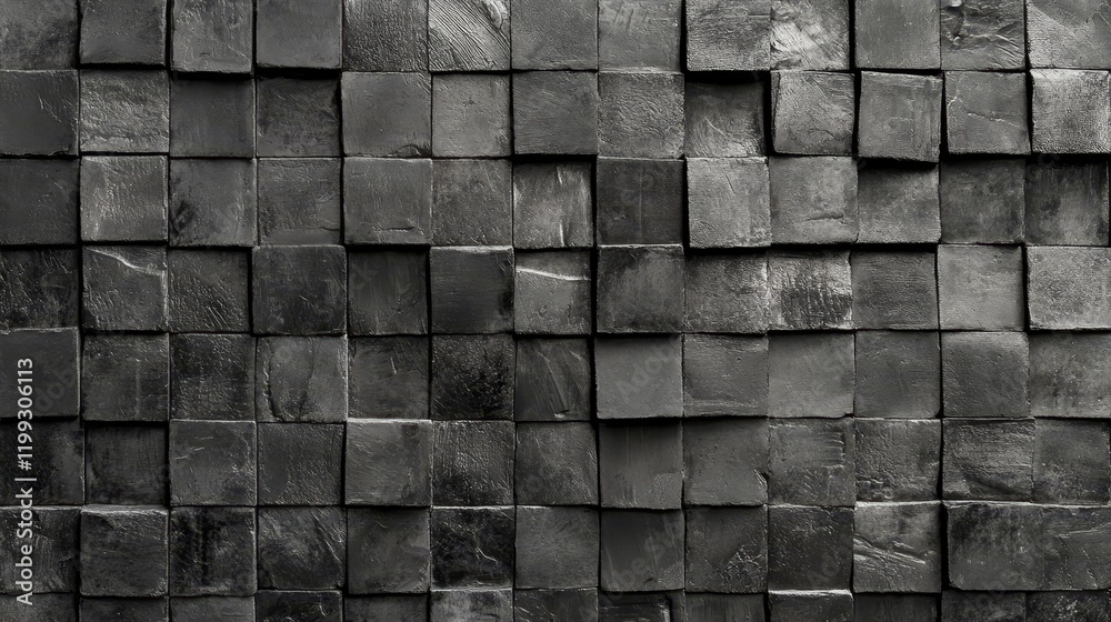 Poster Abstract dark gray square block texture background