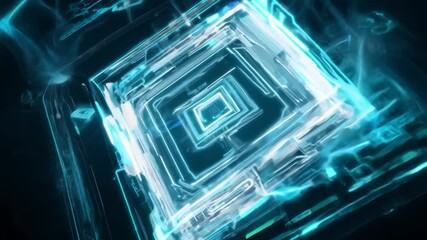 Complex technological core activating and evolving animation - Powered by Adobe