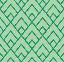 Green Chevron and Diamond Geometric Pattern