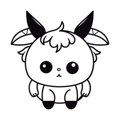 Fototapeta premium outlined baby Ox kawai coloring page illustration.