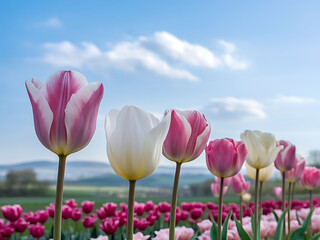 Pink tulip in the garden.