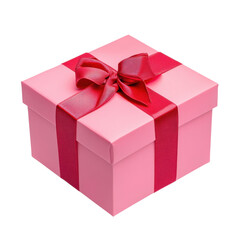Fototapeta premium Elegant gift box wrapped in pink and red ribbon