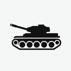 Tank silhouette in black on a white background