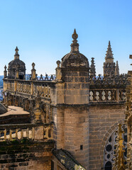Architectural feature medieval Catholic Cathedral, Seville, Spain. Minimun processing. 