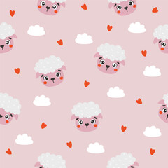 Naklejka premium Farm animals pattern, cute farm animals, kids pattern, farm vector, cartoon, seamless pattern