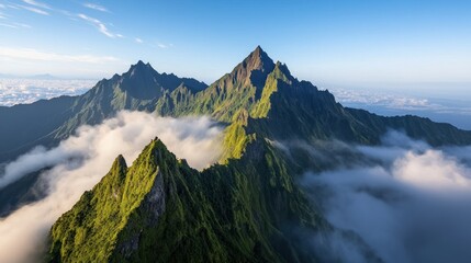 Majestic Mountain Peaks above the Clouds