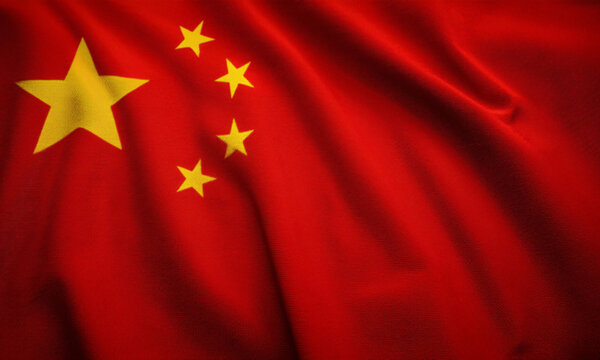 chinese flag in the wind