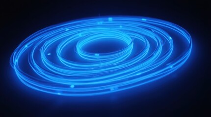 Fototapeta premium Blue glow emanates from a spiraling circle of light, creating a dynamic abstract design.