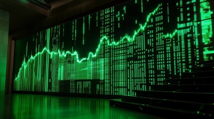 Fototapeta premium Economic growth graph creative abstract modern 3D background green toned.