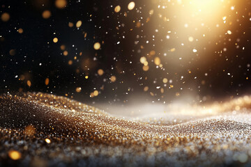 Obraz premium soft gold glitter particles background filled with gold light