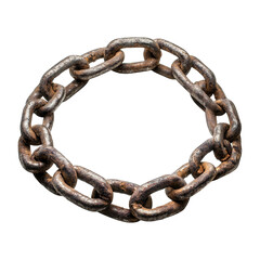 Fototapeta premium Iron chain links connected in a circular shape isolated on transparent background, PNG