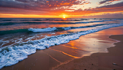 "Éclat du crépuscule sur la plage"