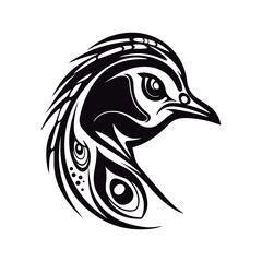 Fototapeta premium Coloring book for children Peacock heads Black and white vector illustration.