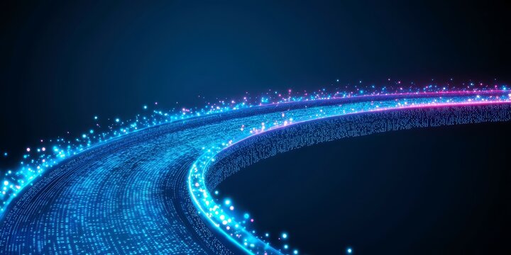 Digital bridge pathway abstract environment illuminated content futuristic viewpoint concept