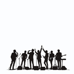10 black simple silhouette depictions of humans performing various professional activities on a white background