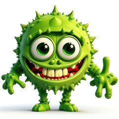 Fototapeta premium illustration of a cartoon furry monster or colorful virous isolated on white background