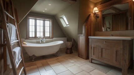 Rustic Charm: A Luxurious Bathroom Retreat