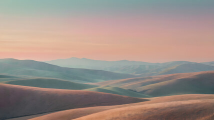 Abstract Pastel Sunrise Over Rolling Hills
