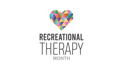 February is Recreational Therapy Month. Vector template Design for banner, greeting card, poster, prints, social media post ,flyer , T shirt with background.