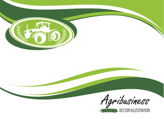 Tractor in the field, agricultural banner template