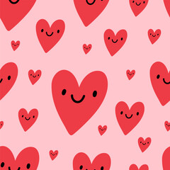Cute Cartoon Romantic Print with heart in flat style