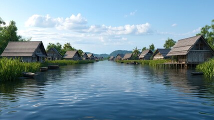 Water Village Houses on Stilts