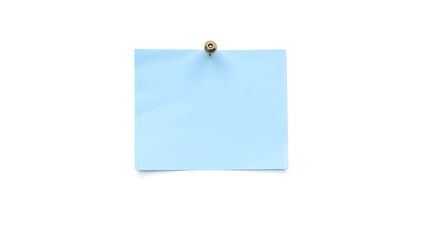 Blue sticky note pinned with a thumbtack, ideal for office, reminder, and organizational designs isolated on white background. Generative AI