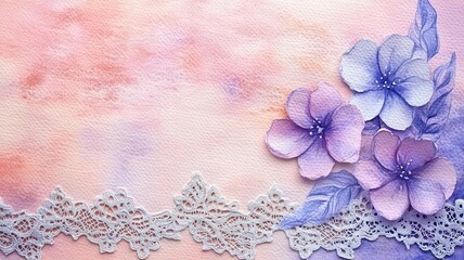 Layered pastel watercolor textures with intricate lace overlay, soft and feminine traditional aesthetic
