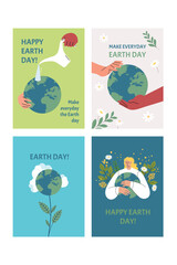 Earth Day. International Mother Earth Day. Environmental problems and environmental protection. cool illustration. Caring for nature. Set of vector illustrations