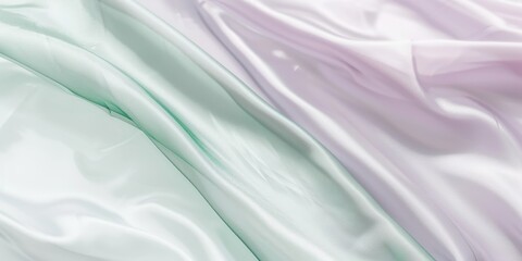 Fototapeta premium Smooth light green and white silk fabric with elegant folds