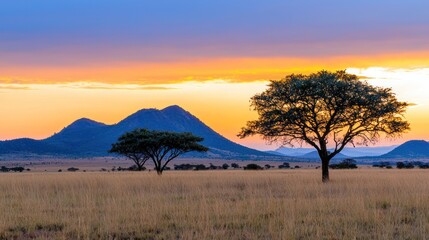 African Savanna Sunset Landscape