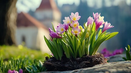 Spring Flowers in Garden