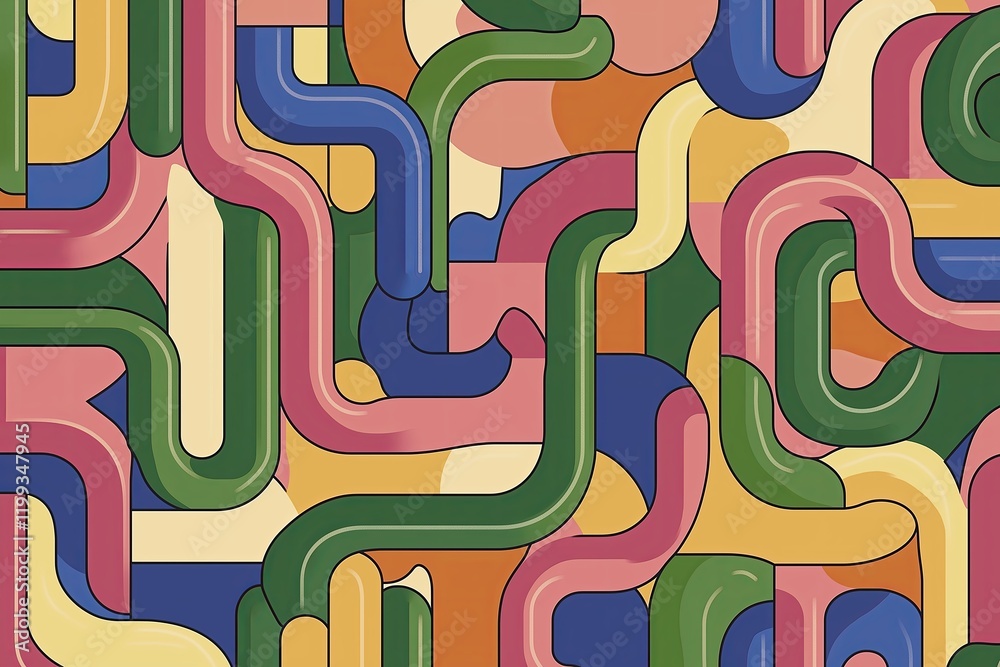 Poster A grid of repeating shapes, each one slightly altered in color and pattern