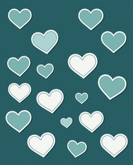 A charming collection of heart stickers with clean white outlines, designed to celebrate Valentine's Day and share affection with loved ones throughout the year
