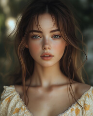 Artistic portrait of a beautiful girl close-up