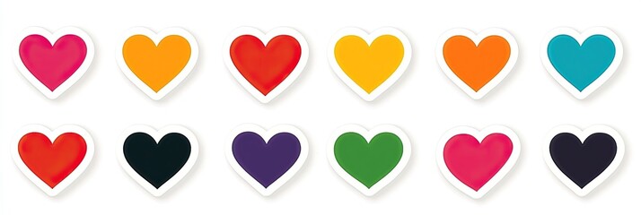This delightful collection showcases a variety of heart stickers with clean white outlines, ideal for expressing affection on Valentine's Day and beyond